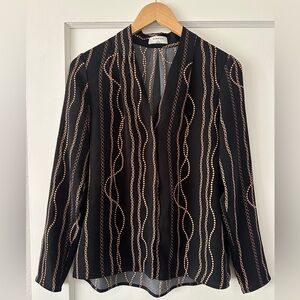 Aritzia Babaton Rose Gold Chain Pattern Button Front Top